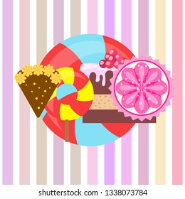 cake capcake candy, sweet, abstract, vector illustration.