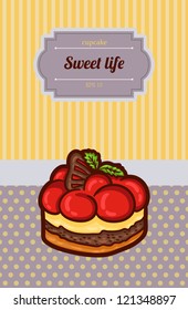 Cake cards template. Cupcake Invitation. Vintage card with cupcake. cupcake banners. Cartoon style.