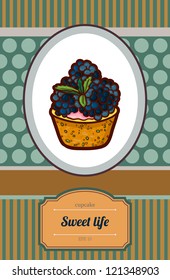 Cake cards template. Cupcake Invitation. Vintage card with cupcake. cupcake banners. Cartoon style.