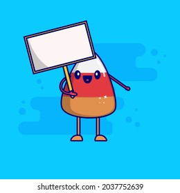 cake cartoon character carrying a board