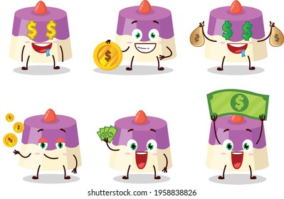 Cake cartoon character with cute emoticon bring money