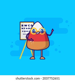 cake cartoon character, pointing to letters