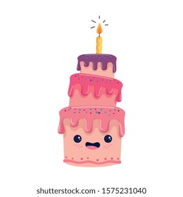 Cake cartoon design, happy birthday celebration decoration party festive and surprise theme Vector illustration