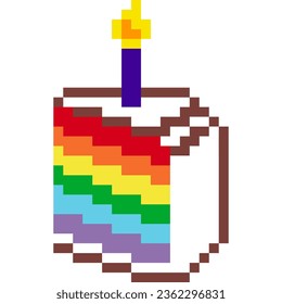 Cake cartoon icon in pixel style.