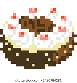 Icono de tarta de dibujos animados en forma de píxel