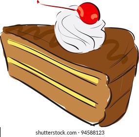 Cake cartoon sketch vector illustration