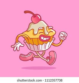 Cake. Cartoon sticker in comic style with contour. Decoration for greeting cards, patches, prints for clothes, emblems. Modern flat style thin line vector illustration isolated on pink background