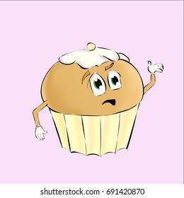 Cake cartoon style vector illustration isolated on white background