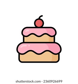 Cake Cartoon Vector Icon Illustration. Food and Drink Icon Concept Isolated Premium Vector. Flat Cartoon Style