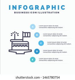 Cake, Celebrate, Day, Festival, Patrick Line icon with 5 steps presentation infographics Background. Vector Icon Template background