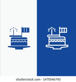 Cake, Celebrate, Day, Festival, Patrick Line and Glyph Solid icon Blue banner Line and Glyph Solid icon Blue banner. Vector Icon Template background