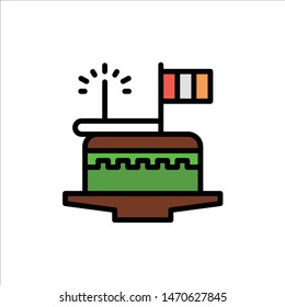 Cake, Celebrate, Day, Festival, Patrick  Flat Color Icon. Vector icon banner Template. Vector Icon Template background