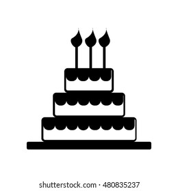 Cake Celebrate Icon. Flat design silhouette vector illustration