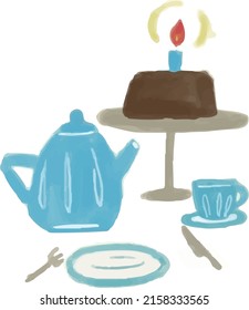 cake celebration rest candle tea