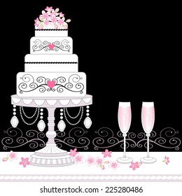 Cake with Champagne Glasses