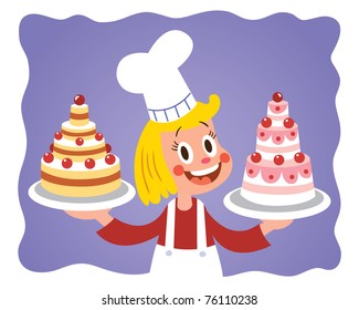 cake chef little girl