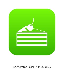 Cake with cherries icon digital green for any design isolated on white vector illustration