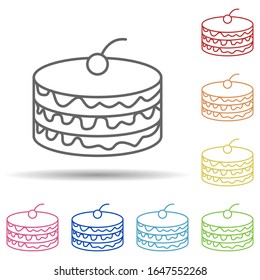 Cake with cherry in multi color style icon. Simple thin line, outline vector of fast food icons for ui and ux, website or mobile application