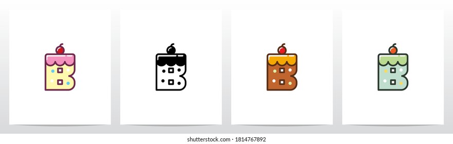 Cake With Cherry On Top Formed Letter Logo Design B