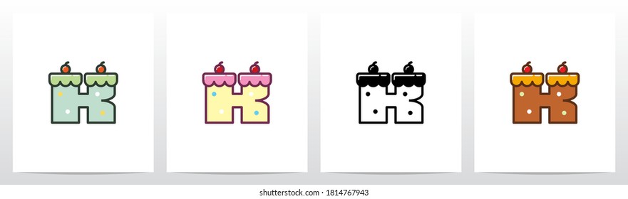 Cake With Cherry On Top Formed Letter Logo Design K
