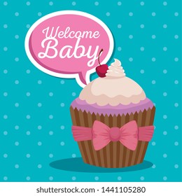 cake with cherry and ribbon bow with chat bubble