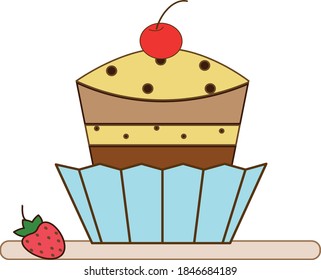 cake cherry and strawberry icon