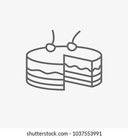cake with cherry vector icon