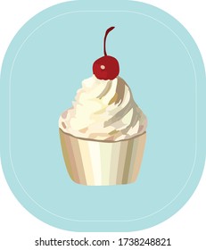 Pastel con ilustración vectorial de cerezo