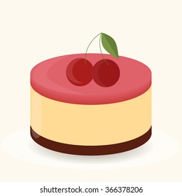 Cake with cherry.  Vector illustration