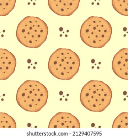 Cake Choco Chips Simple Pattern Vector Design Blue Background