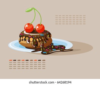 cake with chocolate and cherries