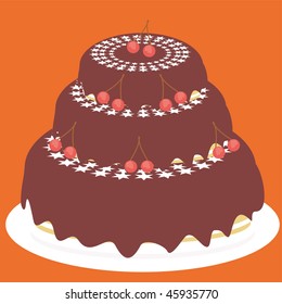 cake with chocolate and cherry