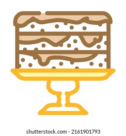 vector de icono de color de chocolate pastel. signo de chocolate con pastel. ilustración de símbolo aislado