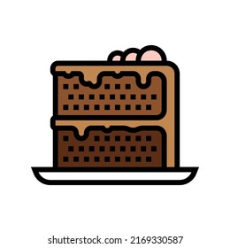 cake chocolate color icon vector. cake chocolate sign. isolated symbol illustration