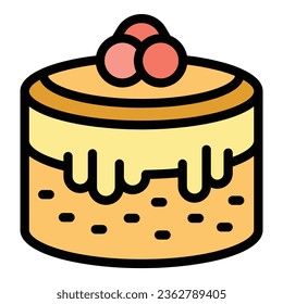 Cake chocolate icon outline vector. Machine food. Liquid fountain color flat