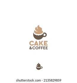 Cake and coffee confectionery bakery vector logo