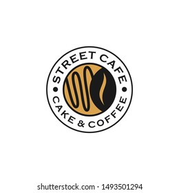Cake & Coffee Logo Badge Emblem. Cafe Bar Signboard Idea.