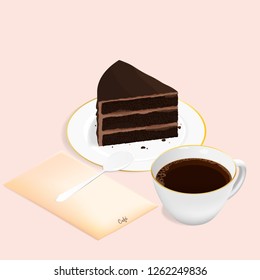 cake and coffee,cafe cake chocolate vector