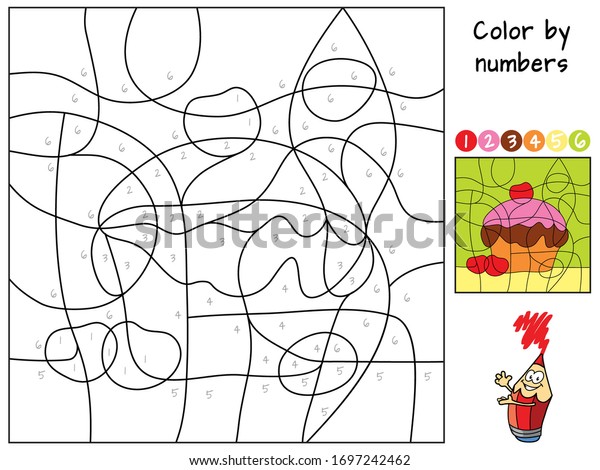 Cake Color By Numbers Coloring Book Stock Vector (Royalty Free ...