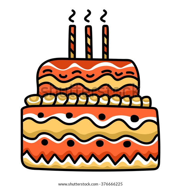 Cake Color Vector Drawing Stock Vector Royalty Free 376666225