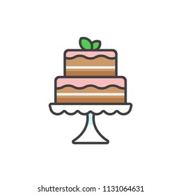 Cake colored line icon.