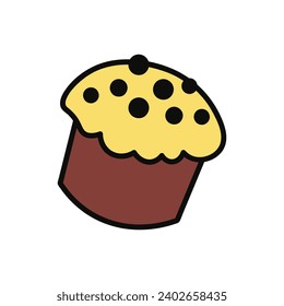 Cake of colorful food set. This cupcake illustration features a colorful design that is sure to satisfy your craving for eye-catching visuals. Vector illustration.