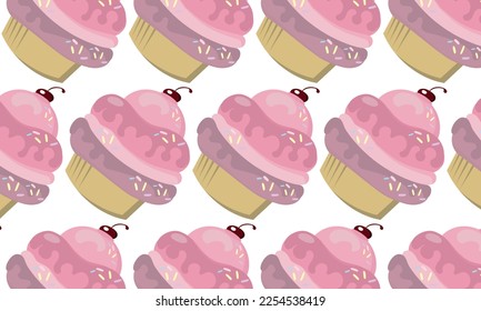 Cake. Colorful set of sweet cupcakes. 