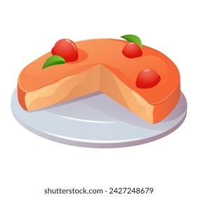 Cake of colorful set. This artwork captures the essence of a delicious cake with its colorful design and lively cartoon style against a bright white background. Vector illustration.