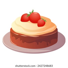 Cake of colorful set. This illustration brings to life a delectable cake that is sure to tantalize the taste buds against a crisp white background. Vector illustration.