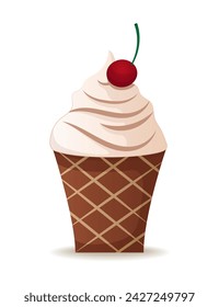 Cake of colorful set. Through skillful illustration techniques, this piece features a cute cupcake depicted in a colorful candy style. Vector illustration.