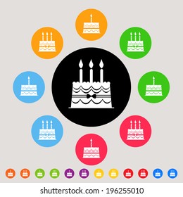 Cake - colorful vector icon set