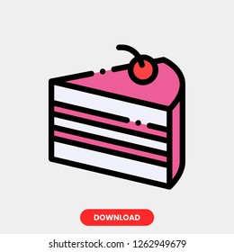 Cake concept line icon. Simple element illustration. Cake concept outline symbol design. Can be used for web and mobile UI/UX. Modern vector style. Modern vector style. 