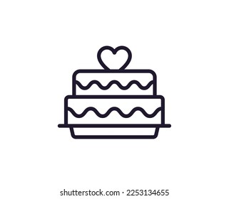 Cake concept. Modern outline high quality illustration for banners, flyers and web sites. Editable stroke in trendy flat style. Line icon of cake 