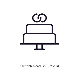 Cake concept. Modern outline high quality illustration for banners, flyers and web sites. Editable stroke in trendy flat style. Line icon of cake 